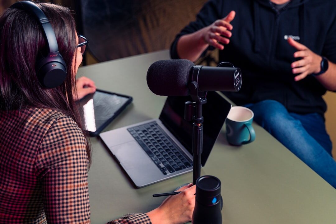 person transcribing podcast audio
