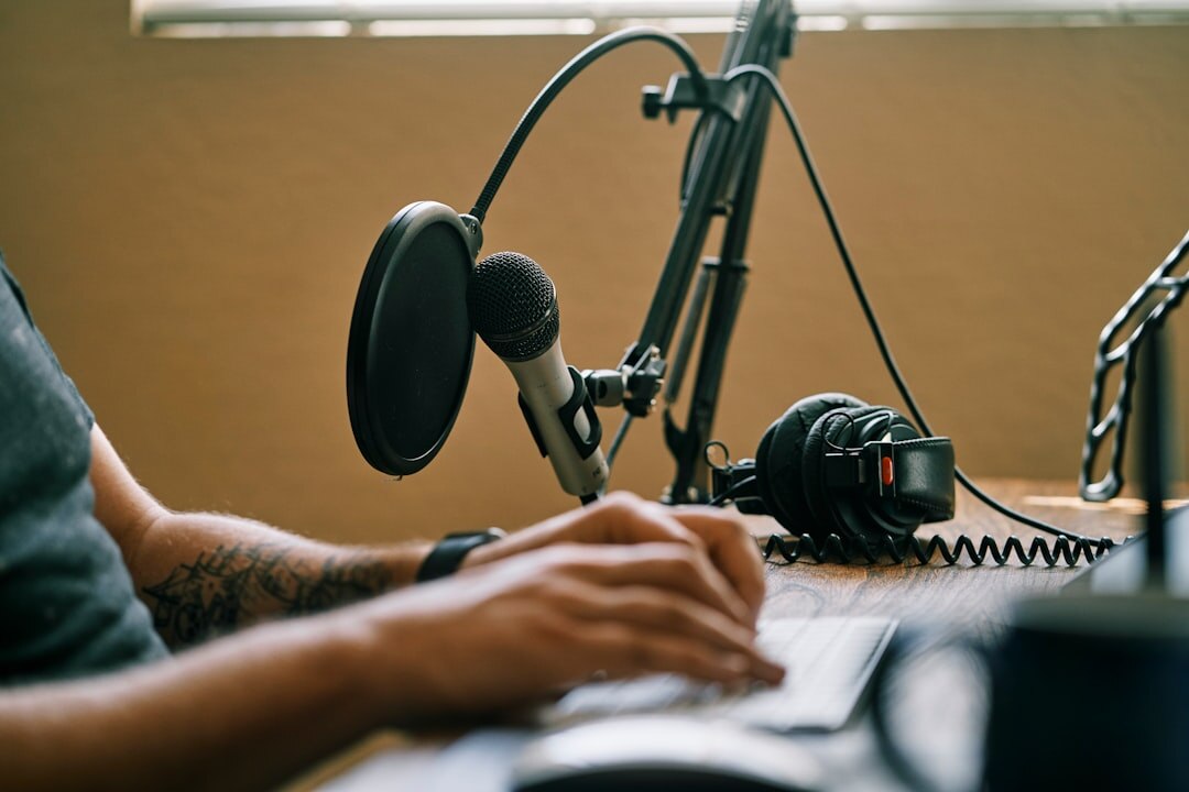 person reading podcast transcript