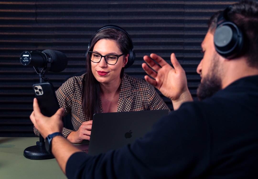 group discussing podcast